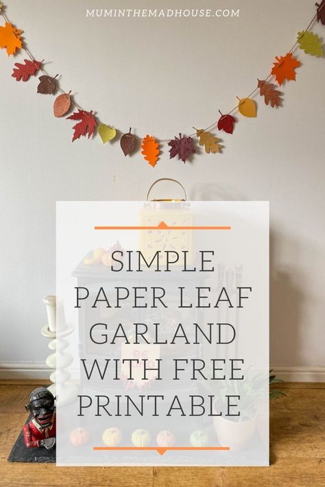 Diy Leaves Garland, Homemade Leaf Garland, Diy Thanksgiving Banner Ideas, Autumn Leaves Template Free Printable, Garland Paper Diy, Leaf Cricut Template, Fall Leaf Patterns Free Printable, Small Leaf Template Printable Free, Homemade Fall Garland