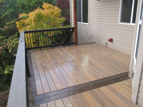 Timbertech composite deck with cedar pergola | Deck Masters, LLC Timber Tech Deck Railing Ideas, Deck Border Ideas, Timber Tech Deck, Pergola Decking, Deck Border, Trex Stairs, Composite Deck Ideas, Deck Composite, Pergola Deck