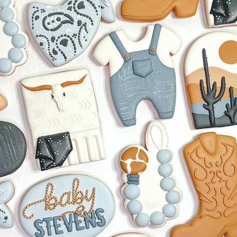 A Little Cowboy Is On His Way Cookies, Kentucky Cookies, Cowboy Baby Shower Cookies, Western Baby Shower Cookies, Baby Boy Cowboy, Baby Boy Cookies, Baby Boy Birthday Cake, Onesie Cookies, Cowboy Baby Shower