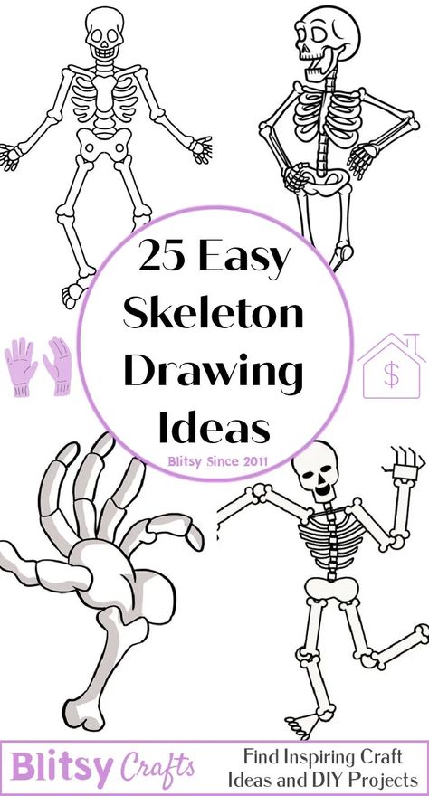 25 Easy Skeleton Drawing Ideas - How To Draw A Skeleton Skeleton Doodle Easy, Skeleton Drawing Ideas, Easy Skeleton Drawing, Simple Skeleton Drawing, Skeleton Head Drawing, Skeleton Drawing Easy, Skeleton Art Drawing, Draw A Skeleton, Skeleton Hands Drawing