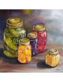 Painting Canning Jars, Ball Jar, Jar Art, Painted Jars, Great Paintings, Canning Jars, School Art, Online Wall Art, Frames For Canvas Paintings