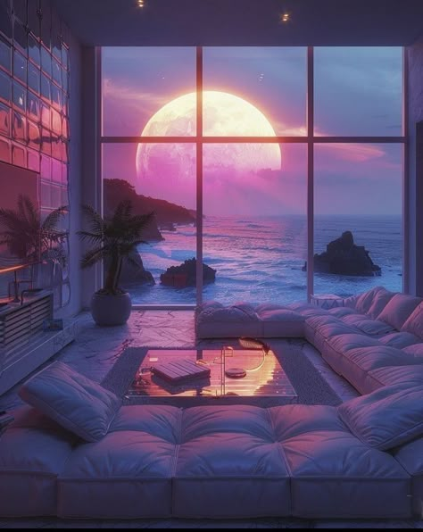 Living Room Shifting, Vaporwave Room, 80s Interior Design, Dreamscape Architecture, Shifting Realities, Dream Wave, Dream Room Ideas, 80s Interior, Dream Bedroom Inspiration