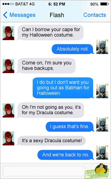 Texts From Superheroes Facebook | Twitter | Patreon Superhero Texts, Dracula Costume, Batman Memes, Dc Funny, Comic Text, Superhero Memes, Batman Funny, Dc Memes, Batman Family