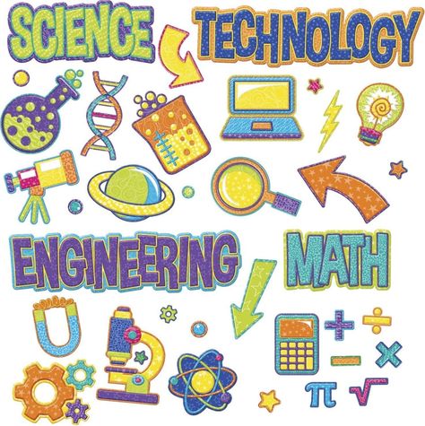 Science Supplies for the Elementary Classroom--Learn About the World! Stem Classroom Decor, Stem Bulletin Boards, Steam Night, Colorful Bulletin Boards, Science Technology Engineering Math, Color My World, Stem Classroom, World Teachers, Bulletin Board Sets