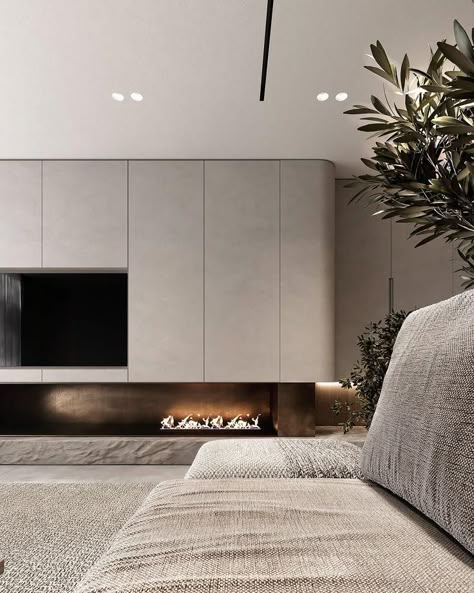 Tv Wall Design With Fireplace Modern, Contemporary Tv Wall, Tv Over Fireplace Ideas, Tv And Fireplace Wall, Tv Wall Modern, Minimalist Tv Cabinet, Tv Fireplace, Fireplace Modern, Modern Tv Wall