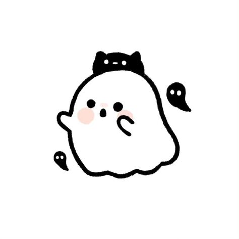 Simple Doodles Ghost, Kawaii Ghost Drawing, Things To Draw Easy Doodles, Doodles Ghost, Illustrated Animation, Cute Things To Draw Easy, Cute Drawings Simple Doodles, Ghost Drawings, Stickers Telegram