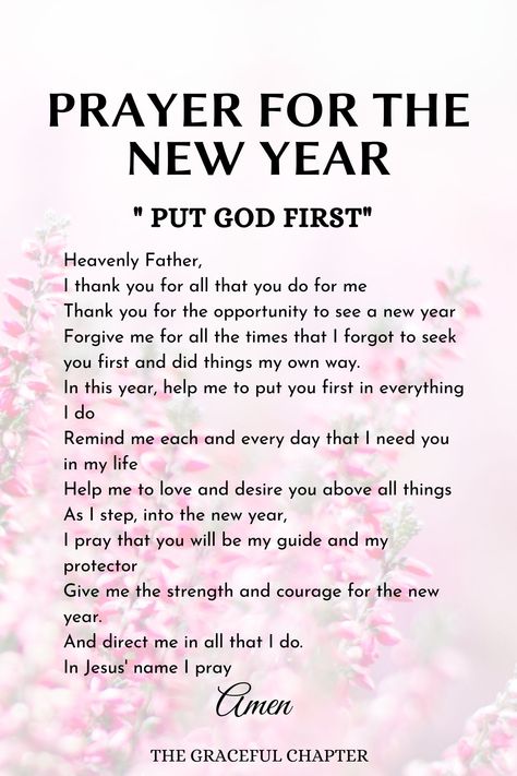 Prayers for the new year - Put God first Prayer For 2022 New Year, Prayers For A New Year, New Years Prayer 2023, New Years God Quotes, A New Year Prayer, Pray For New Year, Verse For The New Year, Happy New Year Prayer For Family, New Year’s Prayer