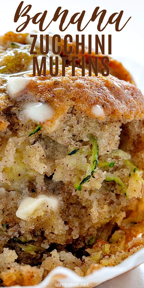 Banana Zucchini Muffins are so moist and delicious, you will never think of buying a muffin again! #bananazucchinimuffins @zucchinimuffins #bananamuffins #homemademuffins #iambaker #baking #muffins #bananas #zucchinirecipes Banana Zucchini Muffins, Banana Zucchini, Zucchini Recipes Dessert, Zucchini Banana, Overnight Oat, Homemade Muffins, Zucchini Muffins, Zucchini Bread Recipes, Diet Vegetarian