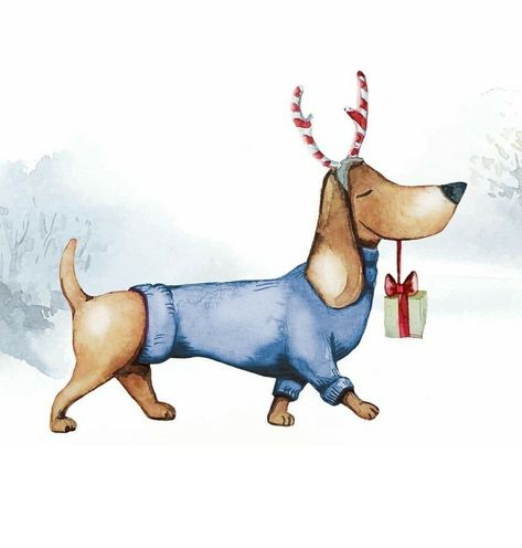 Dachshund Art, Winter Bedding, Christmas Card Art, Dachshund Christmas, Watercolor Christmas Cards, Christmas Kitchen Towels, Christmas Puppy, Cat Air, Smartphone Wallpaper