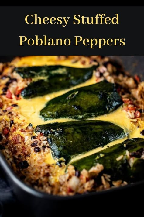 Fire Roasted Poblano Peppers, Stuffed Poblano Pepper Casserole, Mexican Peppers Stuffed, Stuffed Ancho Peppers, Smoked Stuffed Poblano Peppers, Spanish Stuffed Peppers, Stuffed Plobanos Peppers Recipes, Poblano Stuffed Peppers, Stuffed Plabano Pepper