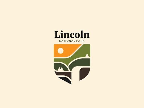 Lincoln National Park | Landscape logo by Strica on Dribbble Outdoors Logo Design, Landscape Logo, Forest Logo, Typo Logo Design, Park Signage, City Branding, Nature Logo, Logo Design Set, City Logo