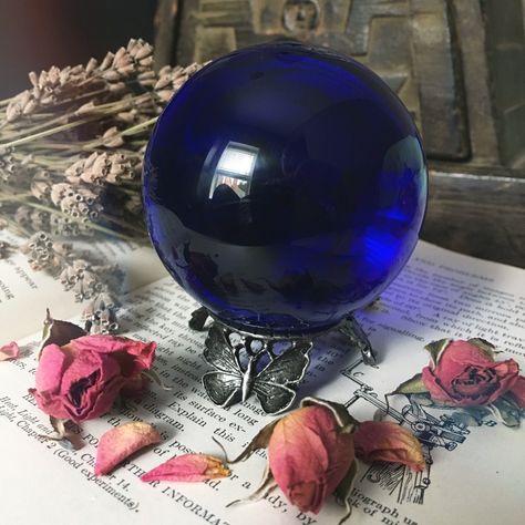 beautiful cobalt blue crystal ball Class Aesthetic, Autumn Blanket, Moon Magick, Ball Aesthetic, Magic Aesthetic, Witch Aesthetic, Practical Magic, Idea Board, Crystal Sphere