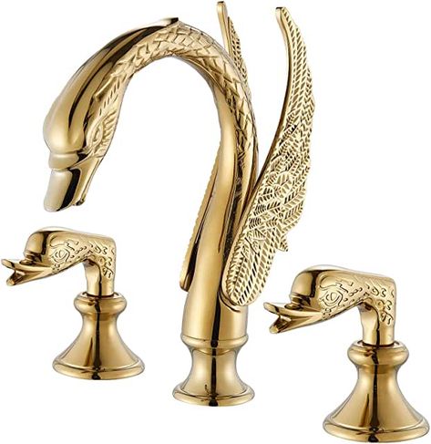 Amazon.com : dolphin faucet Swan Faucet, Brushed Brass Bathroom, Bathroom Vanity Faucets, Gold Bathroom Faucet, Brass Bathroom Faucets, Gold Swan, Bathroom Sink Drain, Vanity Faucet, Vanity Basin