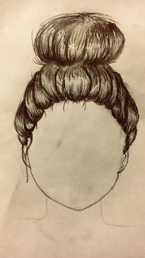 Hair Bun Drawing Reference Front View, How To Draw A Messy Bun, Hair In Bun Drawing, Bun Hair Drawing, Bun Hairstyle Drawing, Hairstyle Fashion Illustration, Bun Hairstyles Drawing, Messy Bun Drawing, Hair Bun Drawing