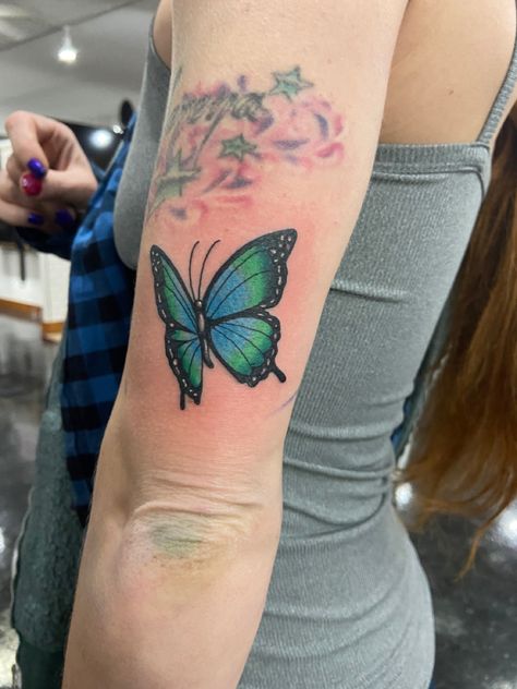 Emerald Butterfly Tattoo, Pink And Green Butterfly Tattoo, Blue And Green Butterfly Tattoo, Blue Green Butterfly Tattoo, Blue And Green Tattoo, Turquoise Butterfly Tattoo, Green Butterfly Tattoo, Violet Flower Tattoos, Butterfly Neck Tattoo