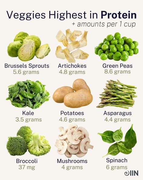 Click the link to read more about the healthiest vegetables you should be including in your diet for protein and more!  #nutrition #healthychoices #brainfood #protein #plantprotein #kale #brusselsprouts #artichokes Veggies High In Protein, Food Health Benefits, Food For Health, High Protein Meals, Food Info, Protein Meals, Healing Food, Food Facts, Health Is Wealth