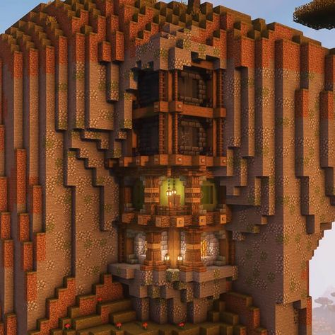 minecraft ps4 mountain building ideas - Google Search Minecraft Houses Inside, Minecraft Mountain Base, Minecraft Cave House, Minecraft Mountain House, Building Minecraft, Cliffside House, Big Cottage, Minecraft Mountain, Mountain House Design