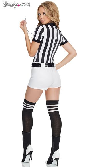 Scandalous Referee Costume - Black/White Dj Costume, Referee Costume, Fashion Uniform, Soccer Baby, Black And White Romper, Cheerleading Outfits, Costume Store, Lingerie Costume, Photo Poses For Couples