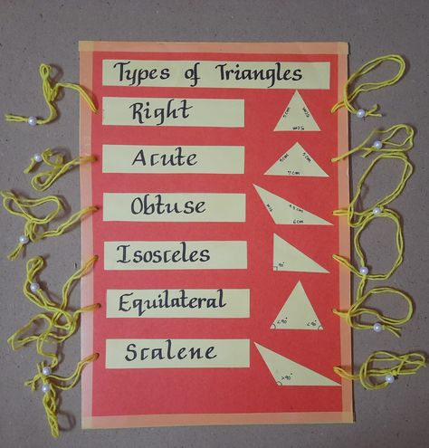 Triangles -Match the following Types Of Triangles Project, Watermelon Diy Crafts, Maths Basics, Maths Model, Maths Tlm, Types Of Triangles, Triangles Activities, Watermelon Diy, Grade 5 Math Worksheets