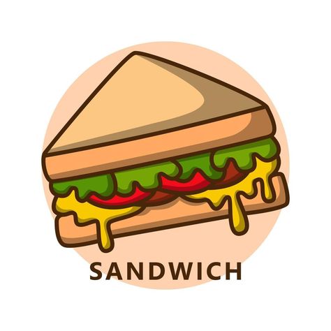 Sandwich breakfast menu illustration cartoon. food and drink logo. Homemade meal icon Sandwich Cartoon Drawing, Drawing Of Sandwich, Food And Drink Illustration, Cute Sandwich Drawing, Sandwich Illustration Drawing, Sandwich Drawing Simple, Sandwich Logo Design Ideas, Sandwich Drawing Easy, Sandwich Logo Design