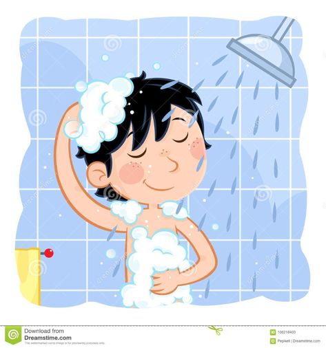 Daily Routine - Taking A Shower Stock Illustration - Illustration of child, care: 106218403 Toilet Drawing, Shower Pics, World Water Day, Fresh Tattoo, Dye My Hair, Take A Shower, Get A Tattoo, A Tattoo, Wrist Tattoos