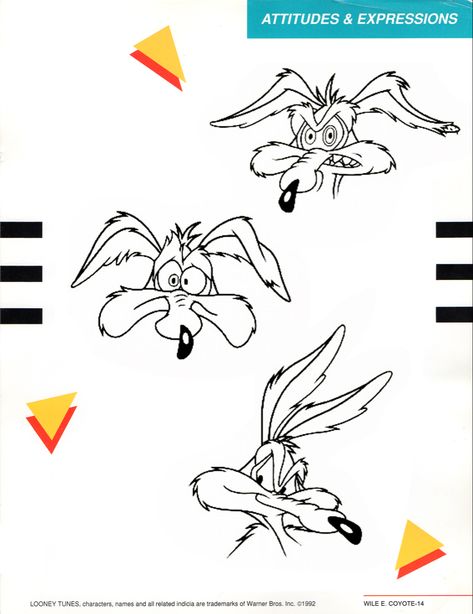 Coyote Tattoo, Wile E Coyote, Chuck Jones, Classic Cartoon Characters, Model Sheet, Cartoon Sketches, Cartoon Tattoos, Classic Cartoons, Facial Expressions