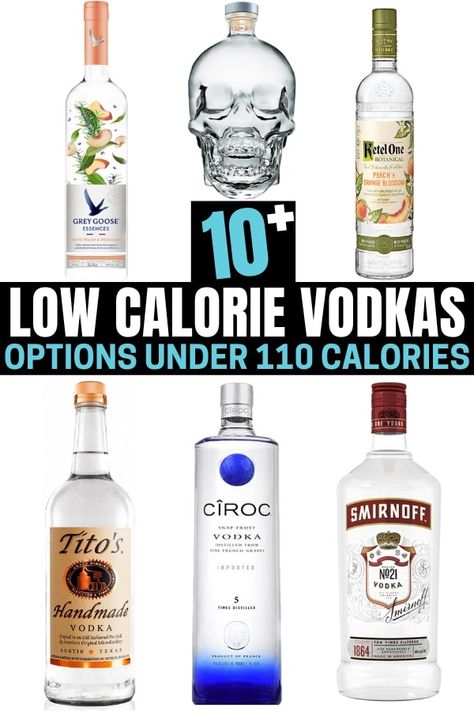 10+ Low Calorie Vodka Options (Under 70 Calories Each) Low Cal Alcoholic Drinks, Low Calorie Mixed Drinks, Vodka Sprite, Low Calorie Alcoholic Drinks, Polish Vodka, Ciroc Vodka, Tasty Cocktails, Smirnoff Vodka, Vodka Brands