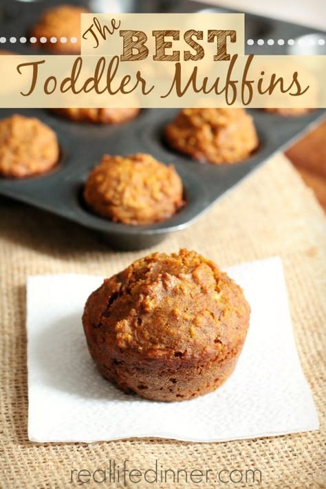 The BEST Toddler Muffins. Kids and adults can't get enough of these delicious healthy muffins. | reallifedinner.com Toddler Muffins, Muffins Blueberry, Kid Food Ideas, Morning Glory Muffins, Kid Foods, Toddler Food Ideas, Toddler Meal Ideas, Toddler Foods, Kid Meals