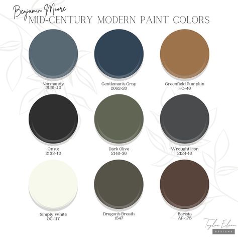 Free Room Ideas, Midcentury Color Palette, Dark Mid Century Modern, Mid Century Modern Color Scheme, Mid Century Modern Paint Colors, Modern Living Room Paint, Dark Academia Color Palette, Mid Century Color Palette, Mid Century Modern Color Palette