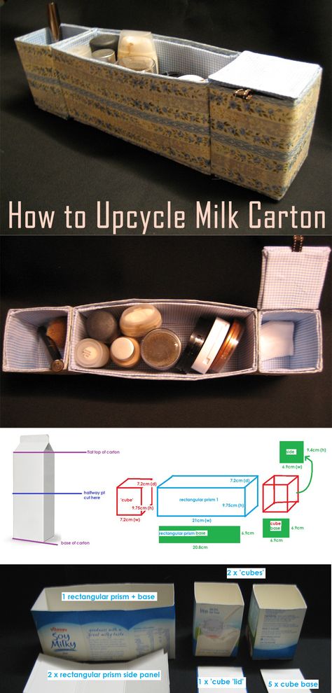 How to Recycle Milk Carton Box Milk Carton Crafts, Makeup Pencil, Rectangular Prism, Mermaid Bathroom, How To Recycle, Upcycling Projects, Knick Knack, Milk Carton, Upcycle Projects