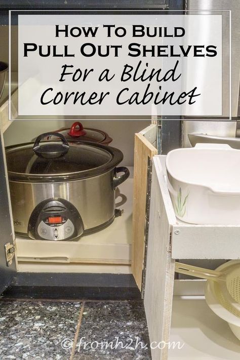 Kitchen Drawer Organization Diy, Blind Corner Cabinet Solutions, Kitchen Corner Cupboard, Corner Cabinet Solutions, Cabinet Slides, Corner Sink Bathroom, Blind Corner Cabinet, Slide Out Shelves, Corner Storage Cabinet