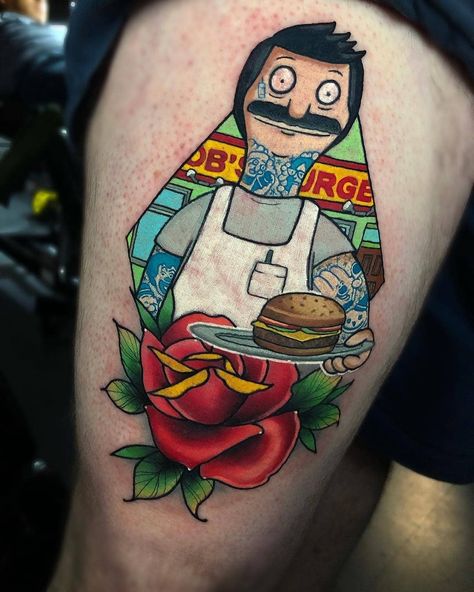 Tattoo Snob on Instagram: “Tattooed Bob Belcher by @jayjoree at @thirdeyegallery in Dallas, Texas. #bobbelcher #bobsburgers #jayjoree #thirdeyegallery #dallas #texas” Bob Belcher Tattoo, Bobs Burgers Tattoo Ideas, Bobs Burgers Tattoo, Tx Tattoo, Bob Belcher, Jagua Henna, Nerdy Tattoos, Famous Tattoo Artists, Kawaii Tattoo