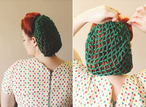 1940s Snood Hairstyles, Snood Hairstyles, Plus Size Vintage Fashion, 1940s Hair, Retro Hairstyles Tutorial, Winter Beauty Tips, Vaseline Beauty Tips, Hair Snood, Vintage Hairstyles Tutorial