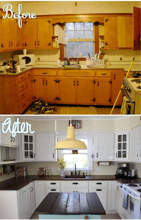 DIY wood counter tops - or Do It Ken countertops! Country Kitchen Renovation, Dapur Rustic, Small Kitchen Renovations, Interior Boho, Rustic Kitchen Island, Kabinet Dapur, Diy Kitchen Remodel, Decor Ikea, Kitchen Cabinets Makeover