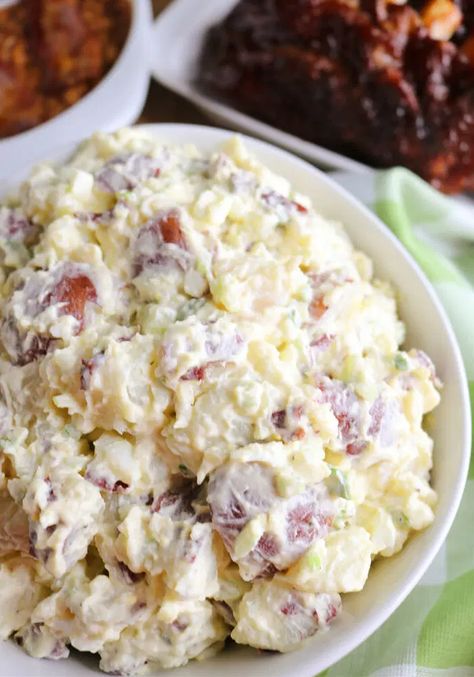 Bbq Side Dishes Potato Salad, Potato Salad Using Red Potatoes, Recipes That Use Red Potatoes, Creamy Red Potato Salad, Red Potato Salad No Egg, Red Potatoe Salad Recipe, New Potatoes Salad, Best Red Skin Potato Salad Recipe, Red Potato Potato Salad