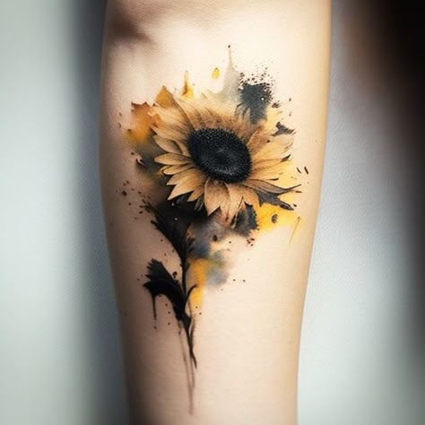 Realistic Sunflower Tattoo Design, Sunflower Tattoo Realism, 3d Sunflower Tattoo, Sun Flower Tattoos, Sunny Tattoo, Sunflower Ankle Tattoo, Realistic Sunflower Tattoo, Sunflower Vine Tattoo, Black Sunflower Tattoo