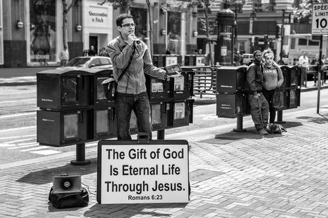 Street Preaching, Romans 6 23, Jesus Saves Bro, Christian Ministry, City Of Angels, Jesus Saves, Eternal Life, Street Photography, Wood Signs