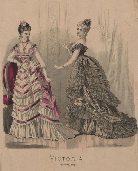 Victoria 1873 Historic Dresses, Edwardian Fashion Plates, 1870s Dress, Victorian Fashion Women, 1899 Fashion, 1870s Fashion, Victorian Era Fashion, 1880s Fashion, 1800s Fashion