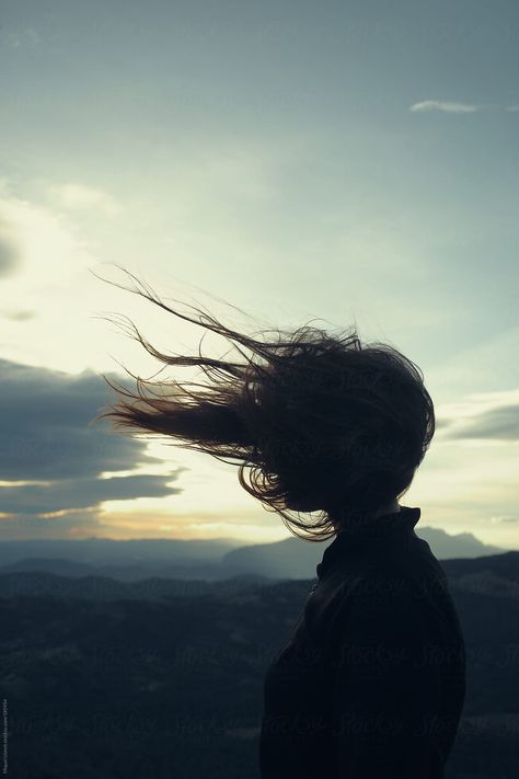 Hair Blowing In The Wind, Blowin' In The Wind, Silhouette Photography, Blowing In The Wind, Shotting Photo, Girl Silhouette, If I Was A, Charles Bukowski, Windy Day