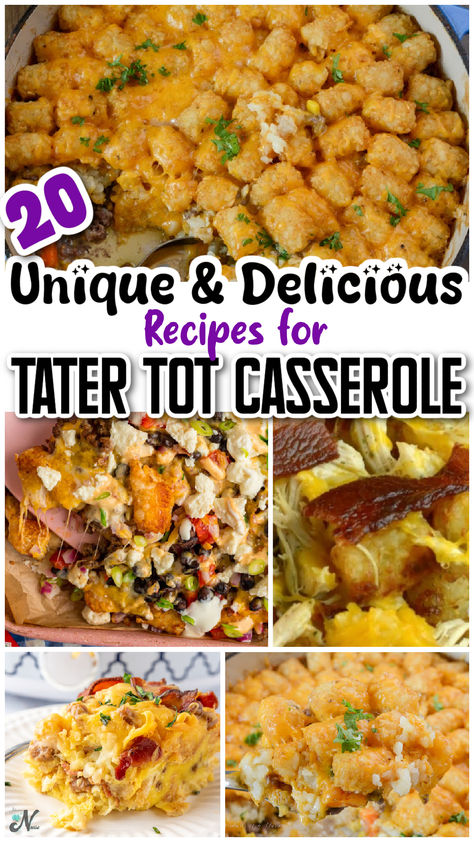 20 Tater Tot Casserole Recipes that are Unique and delicious. From classic comfort food to creative twists, find the perfect recipe to suit every taste and occasion. Tarot Tot Hot Dish, Leftover Tater Tot Recipes, Recipes Using Tater Tots, Tatter Tots Casserole, Easy Tator Tot Casserole, Tater Tot Casserole Easy, Tot Casserole Recipes, Tator Tot Recipe, Tot Recipes