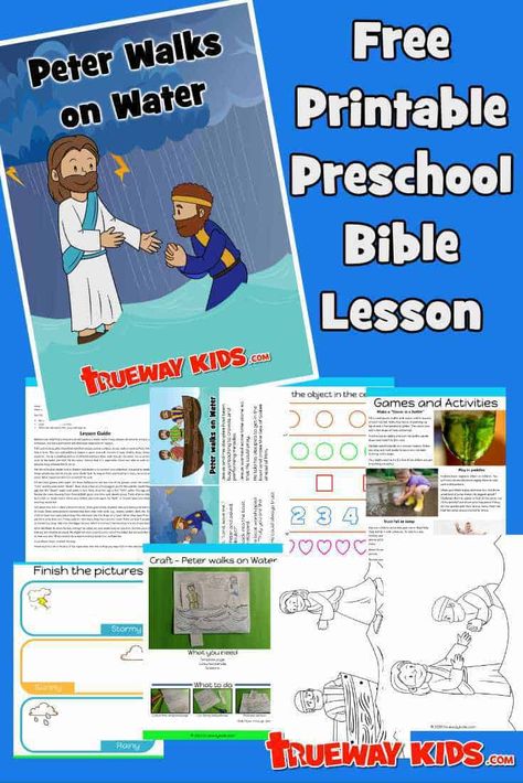 Peter walks on Water. Preschool Bible lesson. Jesus' disciples often had to choose between faith and doubt. In Matthew 14:22-36, we read the miracle of Peter walking on water until he took his eyes off Jesus. Good Samaritan Craft, Peter Walks On Water, Trueway Kids, Night Nursery, Children Ministry, Preschool Bible Lessons, Christmas Lesson, 2 Kings, Bible Story Crafts