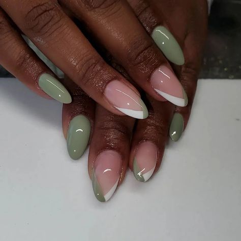 33+ Beautiful Design Ideas For Sage Green Nails Sage Green Nails, Purple Ombre Nails, Aqua Nails, Wide Nails, Green Acrylic Nails, Beautiful Nail Polish, Green Nail Designs, Short Nail Designs, Prom Nails