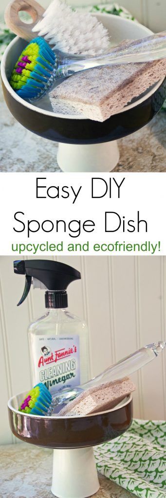 DIY Kitchen Sponge Dish and Healthier Housekeeping Diy Sponge Holder, Caddy Diy, Sponge Dish, Diy Sponges, Kitchen Sink Caddy, Easy Homemade Gifts, Diy Cleaning Products Recipes, Sink Caddy, Brush Storage