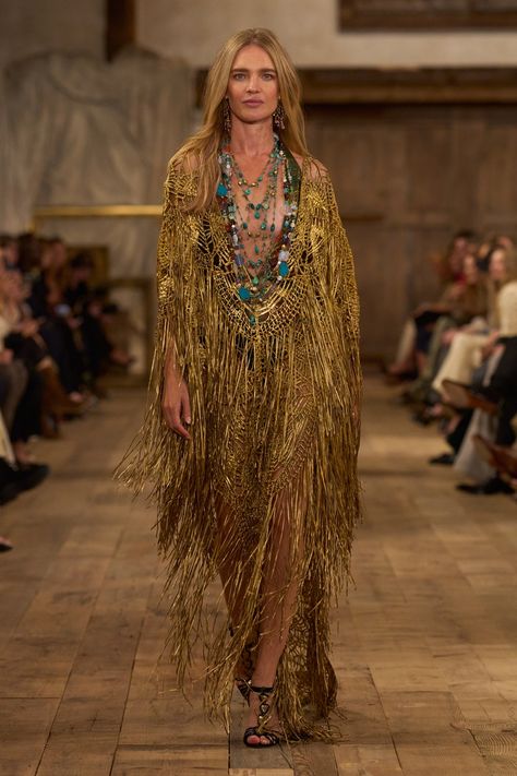 Ralph Lauren Spring 2024 Ready-to-Wear Fashion Show | Vogue Boho Haute Couture, 2024 Boho Fashion, Ralph Lauren 2024, Ralph Lauren Fashion Show Spring 2023, Flamenco Outfit, Ralph Lauren Ss25, Ralph Lauren Ss24, Boho Glam Fashion, Beaded Pants