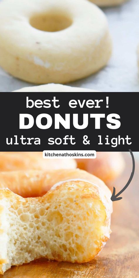 Homemade Donuts recipe is mega popular! Ultra soft, light, airy and they are sinfully addictive. I have provided countless tips and tricks to achieve the most amazing doughnuts you'll ever make. It's as light as biting into a cloud. Bakery Style Donuts Recipes, Dounts Recipes, Diy Donuts Recipe, Donut Recipe, Best Donut Recipe, Homemade Doughnut Recipe, Doughnut Recipe Easy, Easy Donut Recipe, Easy Donuts