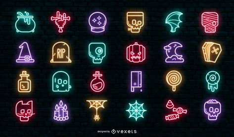 Halloween Homescreen, Mac Icons, Halloween Ios, Halloween App Icons, Neon Halloween, Halloween Icon, Colorful Halloween, Halloween Elements, Light Pattern