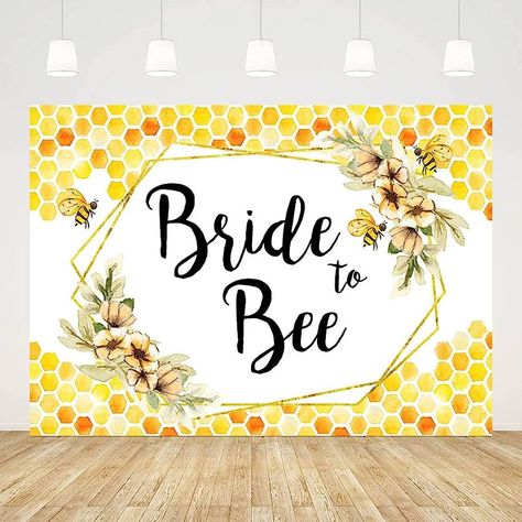 Amazon.com : ABLIN 7x5ft Bride to Bee Bridal Shower Backdrop Gold Bee Honeycomb Photography Background Bee Theme Bridal Shower Decorations Wedding Bride to Be Engagement Banner Props (CQ270) : Electronics Bee Themed Bridal Shower Ideas, Bee Bridal Shower Theme, Honeycomb Photography, Bridal Shower Honey, Bride To Bee, Bride To Be Banner, Engagement Banner, Simple Decorations, Glitter Photography