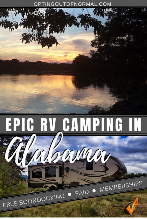 Looking for the best ideas and advice in boondocking, paid campgrounds or membership camping areas in Alabama? Check out our ever changing, always updating list of camping areas in Alabama. We travel full time in our RV and find the most epic free places to camp. We also have a Thousand Trails, Escapees and Boondockers Welcome memberships we often use. We'll share the best of all! So take that road trip to your bucket list destinations, and check out our list before your vacation! #alabama #rv Rv Travel Destinations, Full Time Rv Living, Rv Destination, Rv Camping Tips, Alabama Travel, Camping Inspiration, North America Travel Destinations, Rv Parks And Campgrounds, Camping Organization