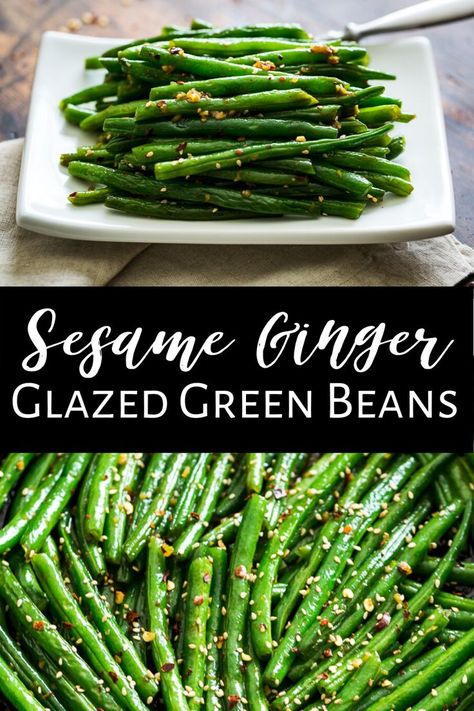 Sesame Ginger Green Beans, Sesame Green Beans Asian, Green Beans With Ginger And Soy, Green Beans Recipe Asian, Sesame Garlic Green Beans, Healthy Green Bean Recipes Clean Eating, Green Bean Asian Recipes, Clean Eating Asian Recipes, Asian Side Dish Recipes