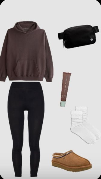 #outfits #fashion #aesthetic  #uggs #winter #winteroutfit  #outfitinpo Winter Outfits With Ugg Slippers, Basic Outfits Winter School, Black Leggings Uggs Outfit, Winter Camp Outfits, How To Style Ugg Tasman Slippers, Outfit Ideas With Ugg, Outfits With Nike Shoes, Ugg Slippers Outfit Tasman, Cute Outfits With Ugg Boots